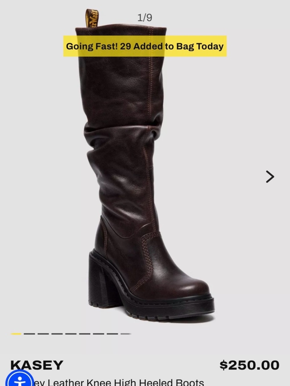LIKE NEW! Dr. Martens Dark Brown Leather Knee-High Heeled Boots.  Worn one time.